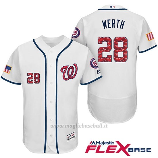 Maglia Baseball Uomo Washington Nationals 2017 Estrellas y Rayas Jayson Werth Bianco Flex Base
